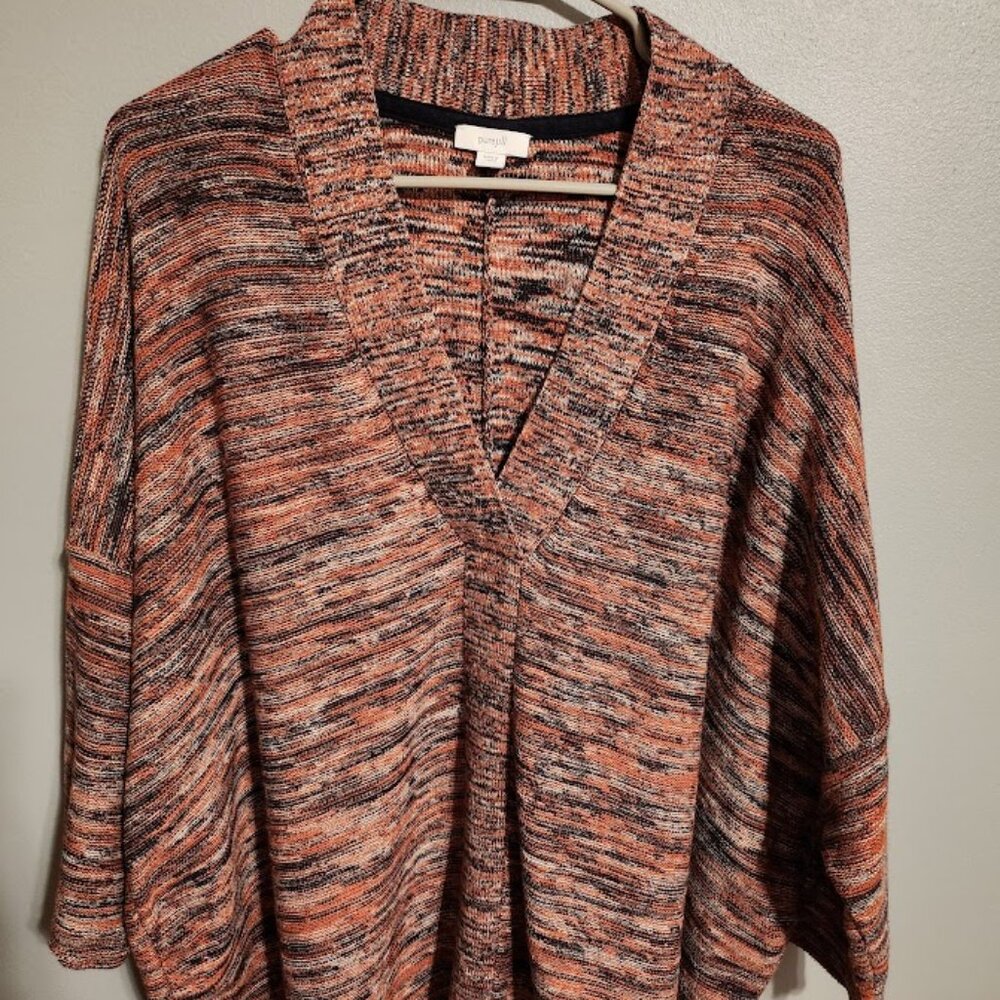 J. Jill Pure Jill Space Dyed V Neck Kimono Sleeve Sweater XLP Cotton